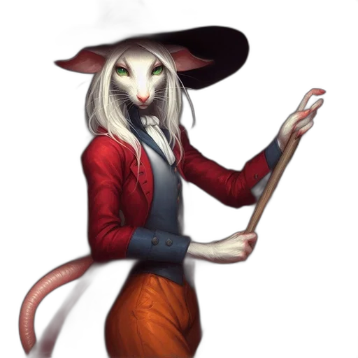 staff, creature, hat, fantasy art transparent PNG cut-out