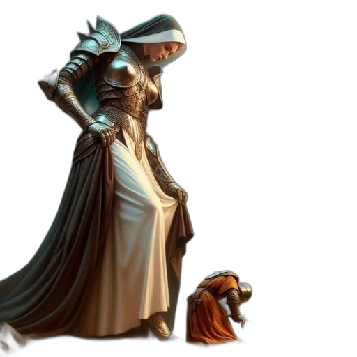 dress, staff, hat, robot transparent PNG cut-out
