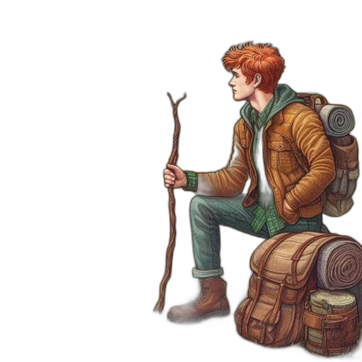 staff, jacket, weapon, concept art transparent PNG cut-out