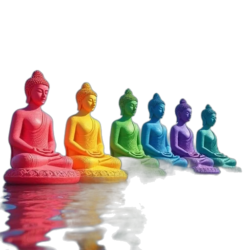 3d render, underwater, colorful, seven transparent PNG cut-out