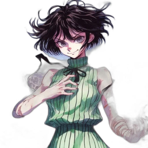 dress, creature, face, hair transparent PNG cut-out