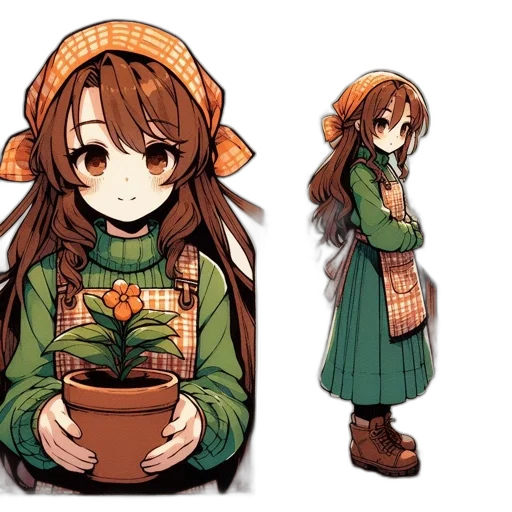 flower, hat, creature, staff transparent PNG cut-out