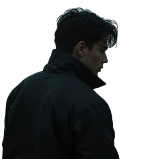 jacket, staff, hair, face transparent PNG cut-out