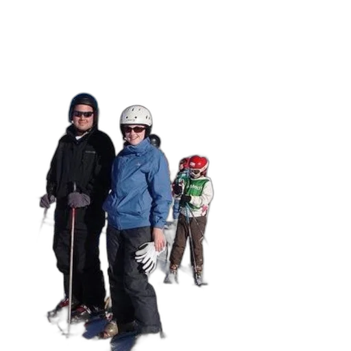 staff, snow, two, skiers transparent PNG cut-out
