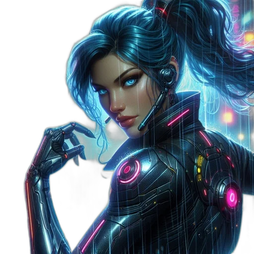 robot, cyberpunk, comic book art, concept art transparent PNG cut-out