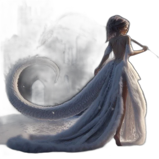 dress, dragon, creature, fantasy art transparent PNG cut-out