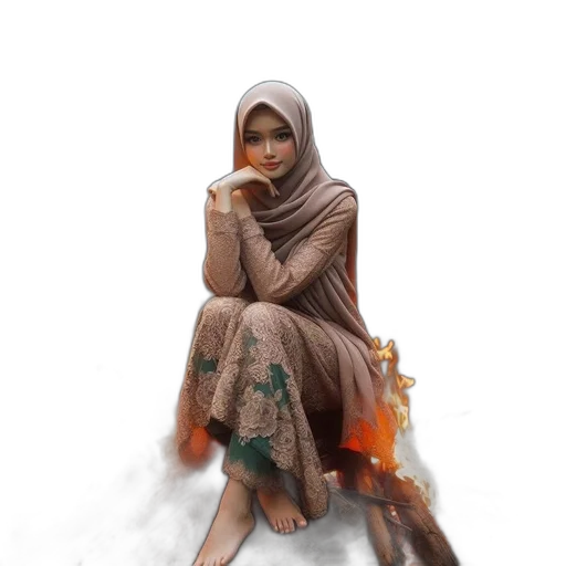 dress, jewelry, staff, photorealistic transparent PNG cut-out