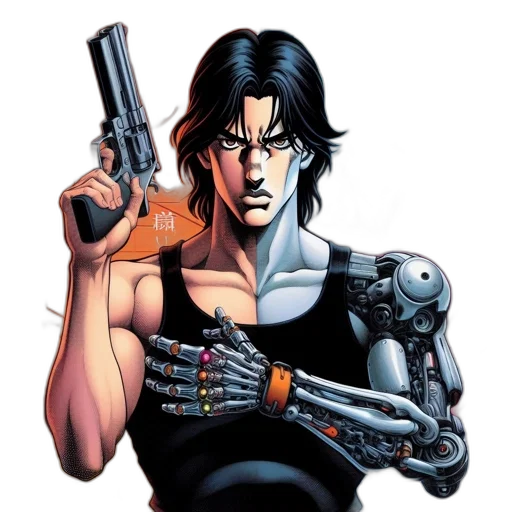 weapon, robot, comic book art, cyberpunk transparent PNG cut-out