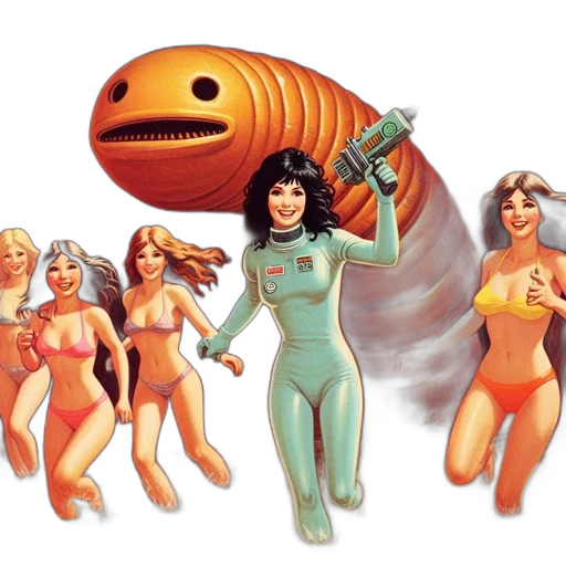concept art, comic book art, outer space, underwater transparent PNG cut-out