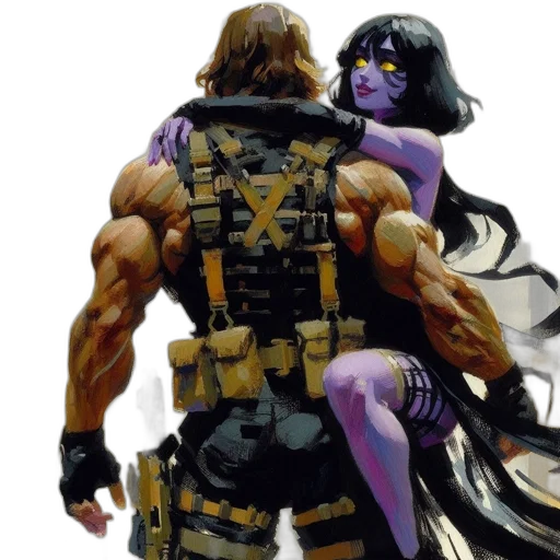 comic book art, concept art, cyberpunk, fantasy art transparent PNG cut-out