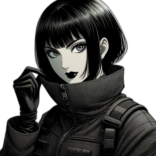jacket, face, staff, weapon transparent PNG cut-out