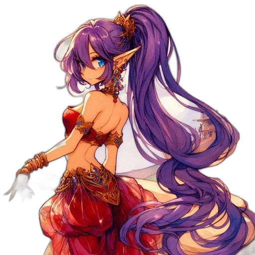 dress, staff, dragon, fantasy art transparent PNG cut-out