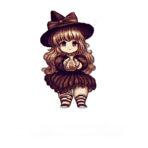 hat, dress, creature, staff transparent PNG cut-out