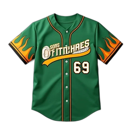 green, baseball, jersey, cartoonish transparent PNG cut-out