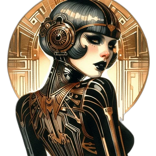 robot, jewelry, comic book art, cyberpunk transparent PNG cut-out