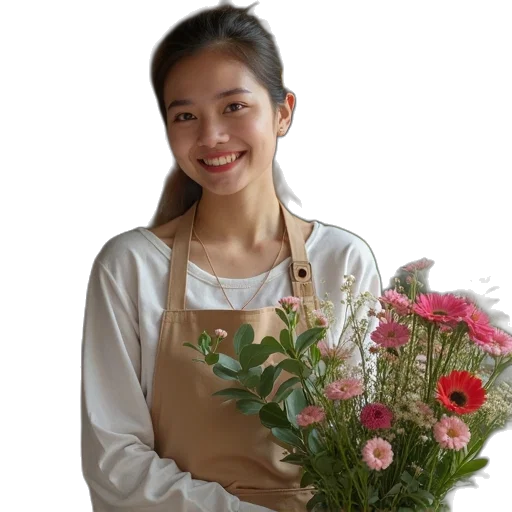 staff, flower, oil painting, photorealistic transparent PNG cut-out
