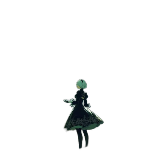 dress, robot, creature, staff transparent PNG cut-out