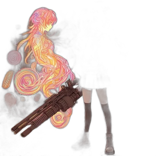 weapon, staff, dress, hair transparent PNG cut-out