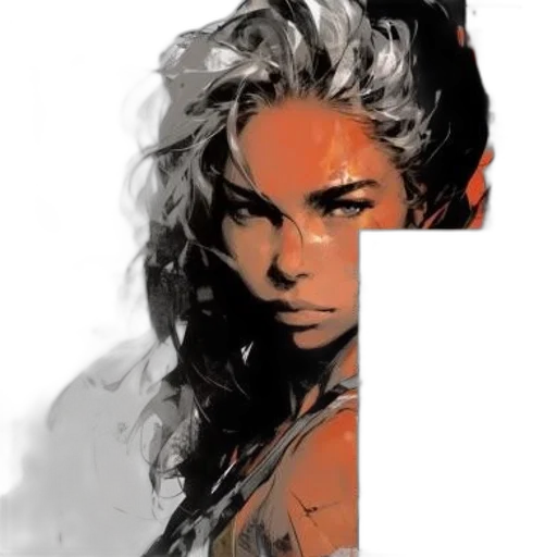 face, hair, comic book art, photorealistic transparent PNG cut-out