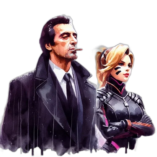 jacket, comic book art, concept art, watercolor transparent PNG cut-out