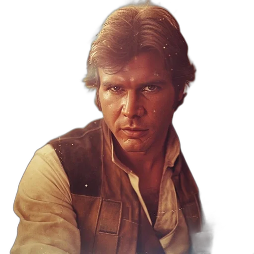 jacket, face, staff, weapon transparent PNG cut-out