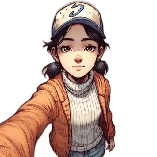 face, jacket, staff, hat transparent PNG cut-out