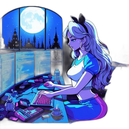 vaporwave, anime, cartoon, pixel art transparent PNG cut-out