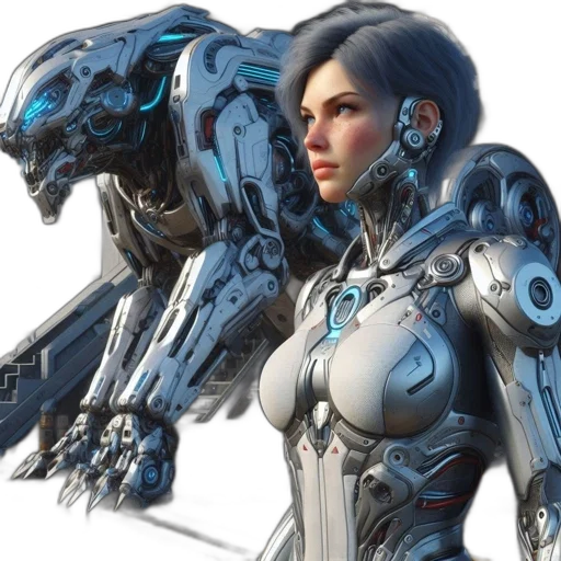 robot, weapon, concept art, cyberpunk transparent PNG cut-out