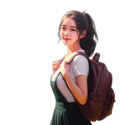 dress, face, jacket, staff transparent PNG cut-out