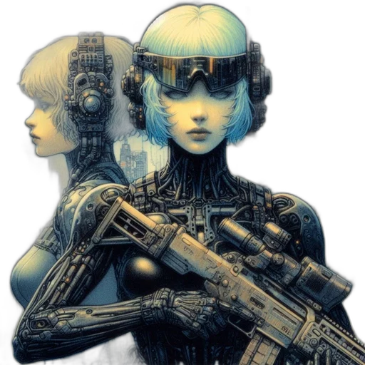 robot, weapon, cyberpunk, concept art transparent PNG cut-out