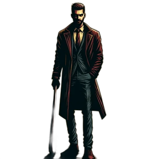 jacket, staff, weapon, concept art transparent PNG cut-out