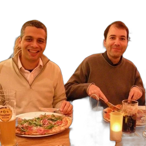 food, two, men, sit transparent PNG cut-out