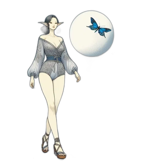 dress, staff, jewelry, creature transparent PNG cut-out