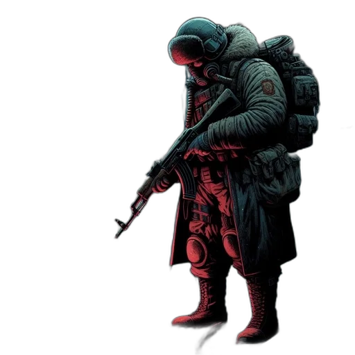 jacket, weapon, mask, concept art transparent PNG cut-out