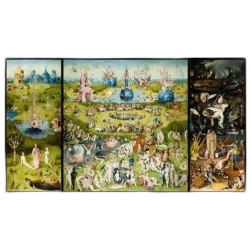 forest, triptych, painting, featuring transparent PNG cut-out