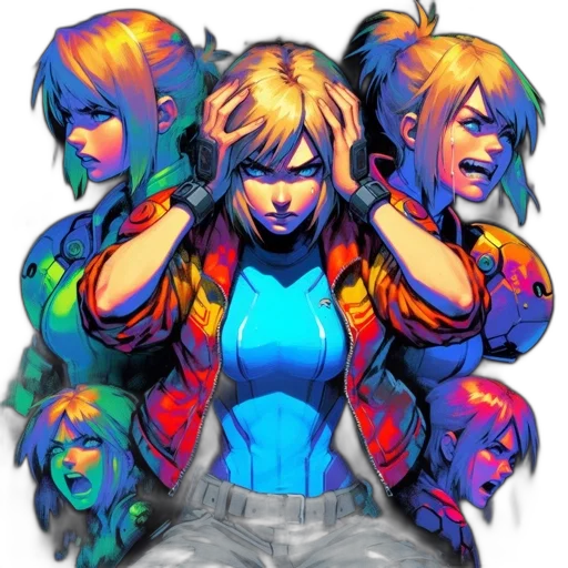 comic book art, pixel art, concept art, cyberpunk transparent PNG cut-out