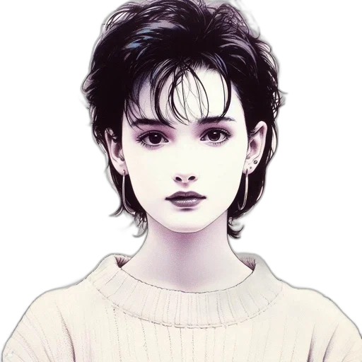 face, hair, jacket, robot transparent PNG cut-out