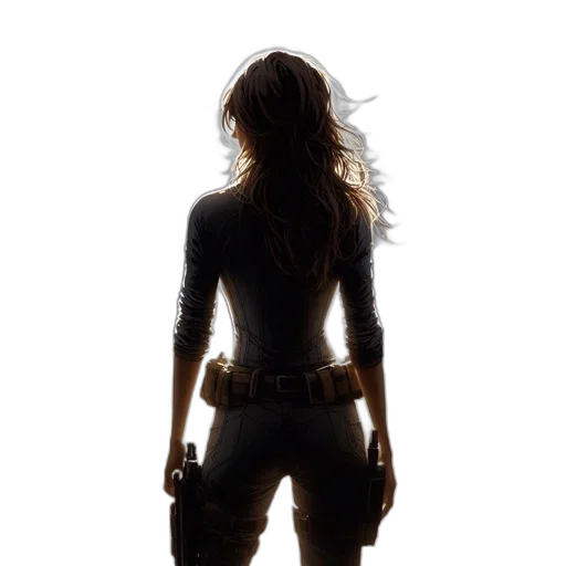 weapon, jacket, hair, concept art transparent PNG cut-out