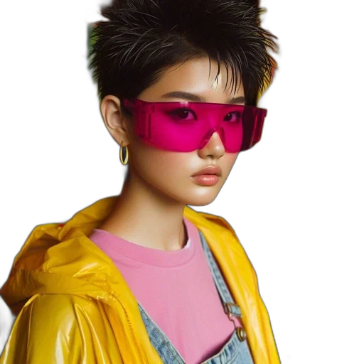 jacket, face, cyberpunk, photorealistic transparent PNG cut-out