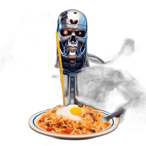 robot, food, weapon, cyberpunk transparent PNG cut-out