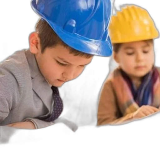 hat, two, children, wearing transparent PNG cut-out