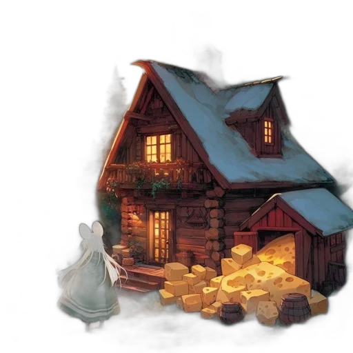 building, concept art, 3d render, pixel art transparent PNG cut-out