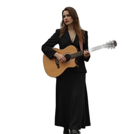 dress, jacket, woman, standing transparent PNG cut-out