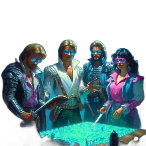 jacket, staff, weapon, vaporwave transparent PNG cut-out