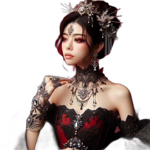 jewelry, dress, crown, fantasy art transparent PNG cut-out