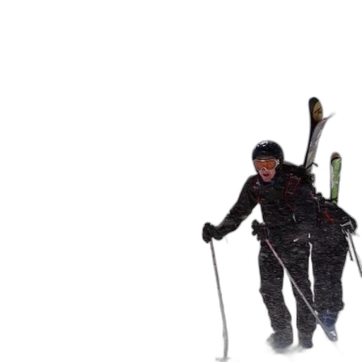 staff, snow, skier, black transparent PNG cut-out