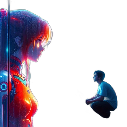 robot, concept art, cyberpunk, comic book art transparent PNG cut-out