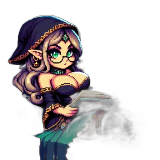 staff, hat, pixel art, fantasy art transparent PNG cut-out