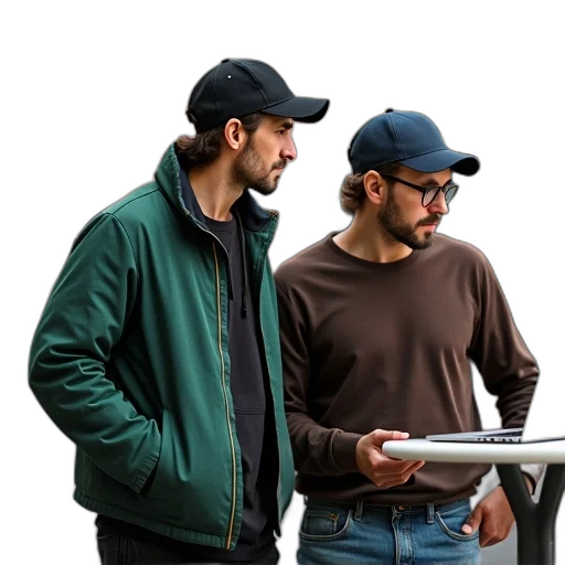 jacket, hat, staff, concept art transparent PNG cut-out