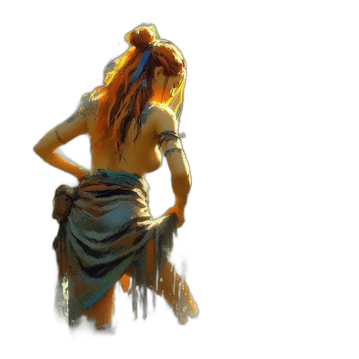 dress, staff, jewelry, hair transparent PNG cut-out